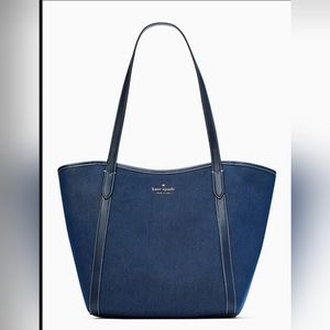 NWT Kate Spade Slide tote in blue denim